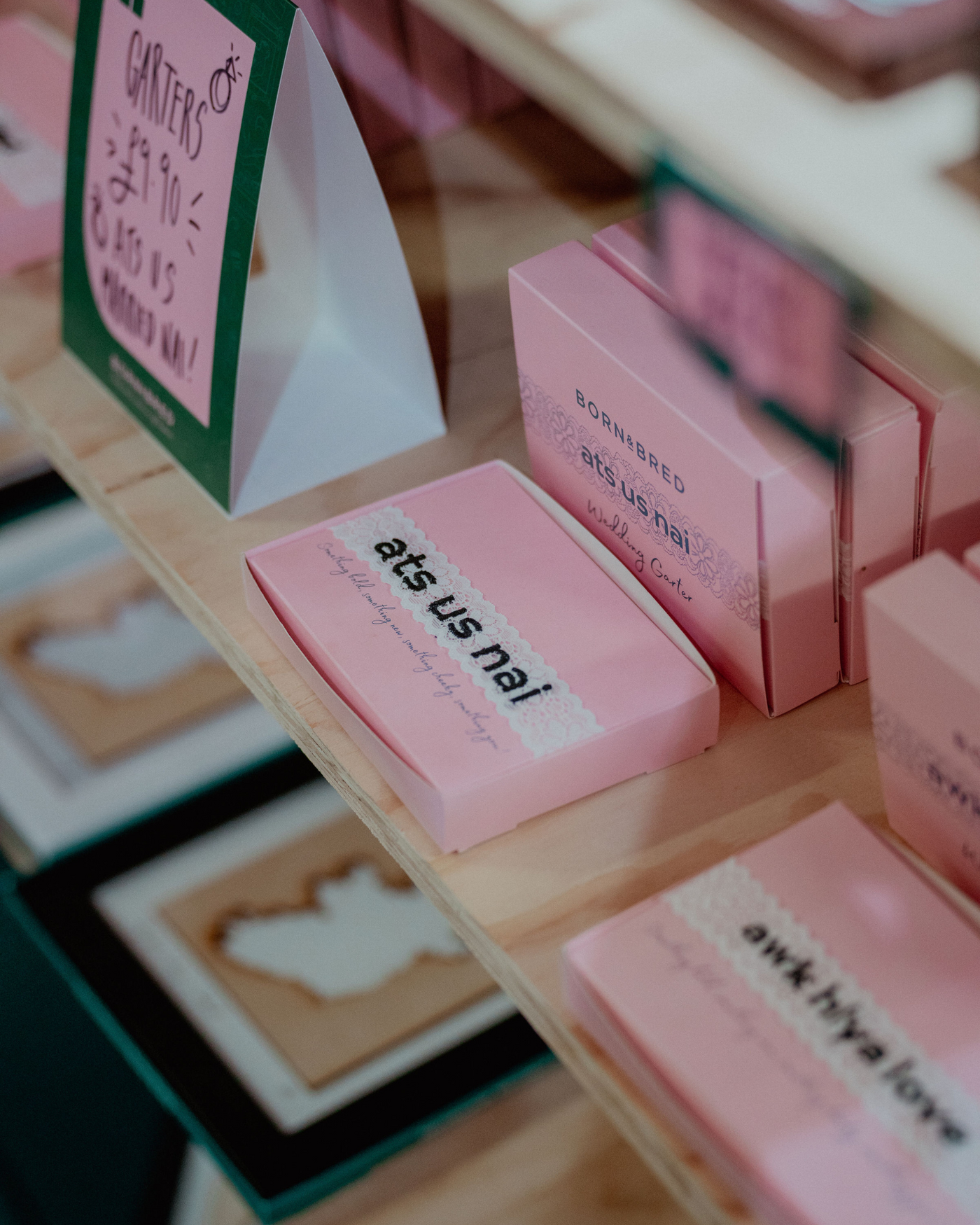 ats us nai wedding garter on shelf