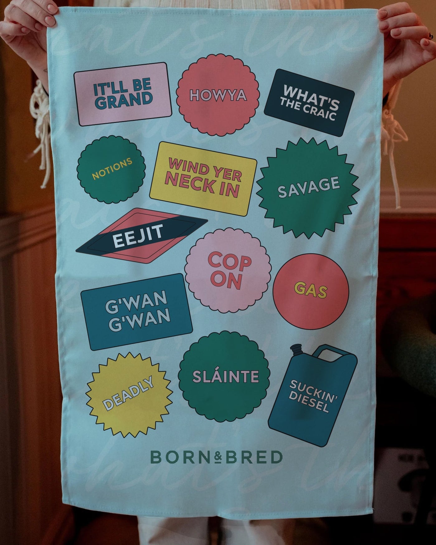 Irish Dublin Slogan Tea Towel | Born & Bred