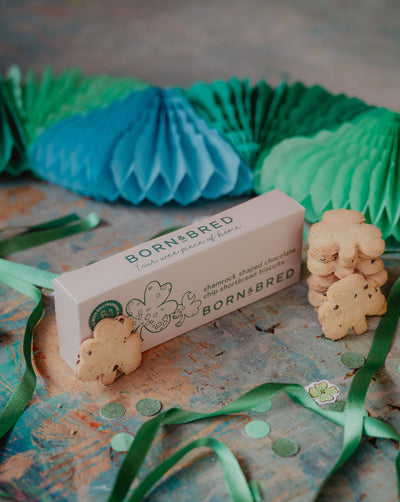 Shamrock Shaped Chocolate Chip Shortbread Biscuits | Born & Bred
