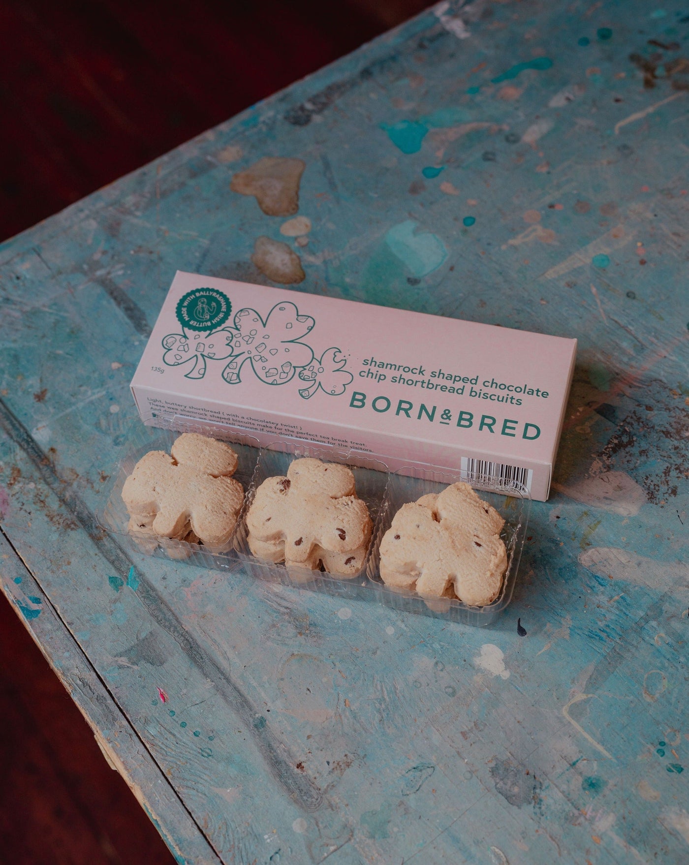 Shamrock Shaped Chocolate Chip Shortbread Biscuits | Born & Bred