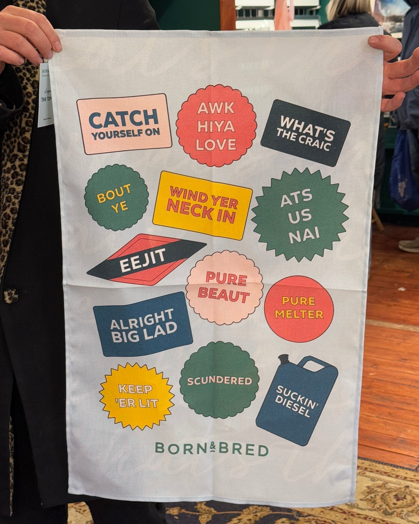 N.Irish Belfast Slogan Tea Towel | Born & Bred