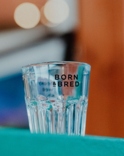 born and bred shot glass