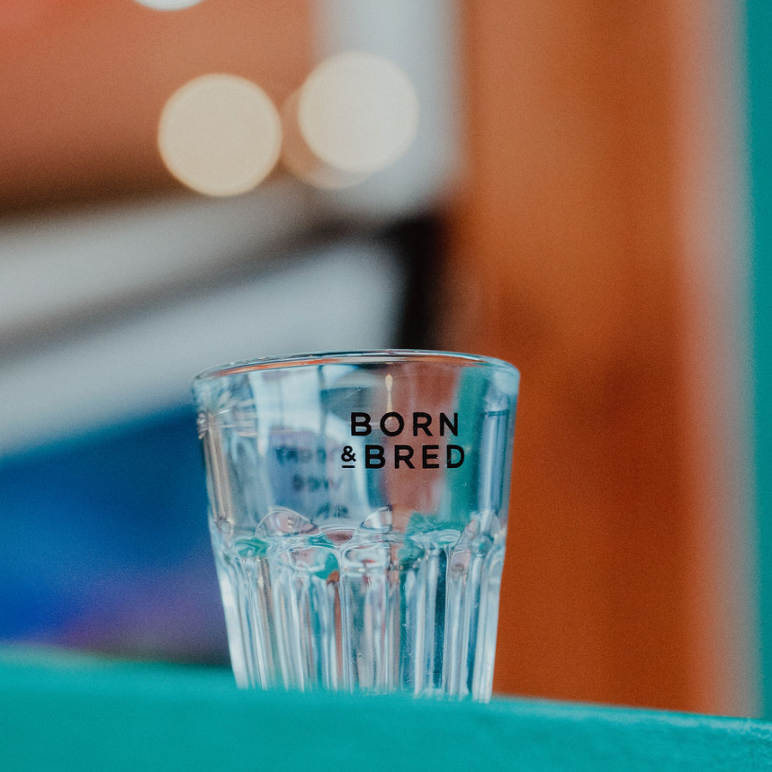 born and bred shot glass