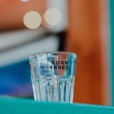 born and bred shot glass