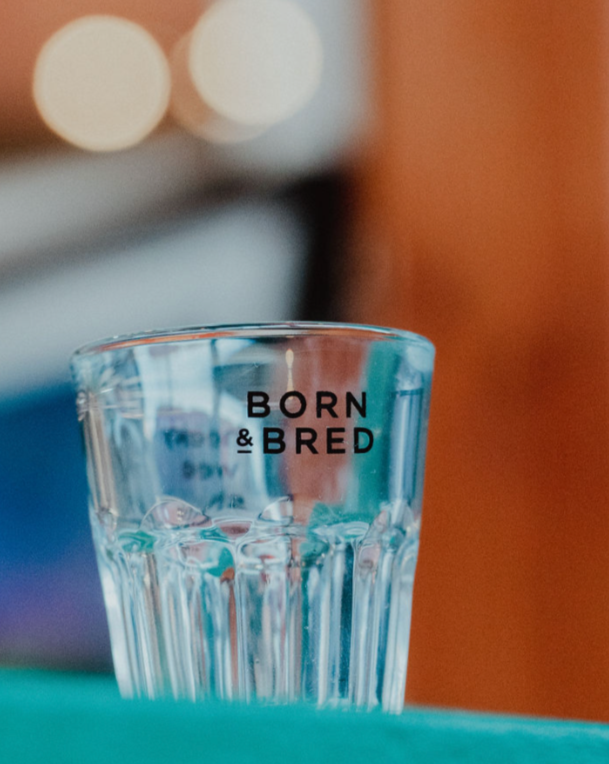 born and bred shot glass
